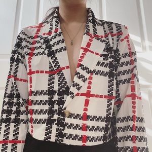 Plaid Cropped Blazer
